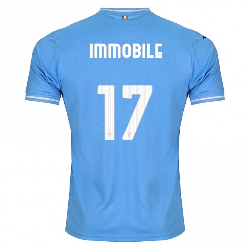 Vyrai Ciro Immobile #17 Mėlyna Namų Marškinėliai 2023/24 T-Shirt