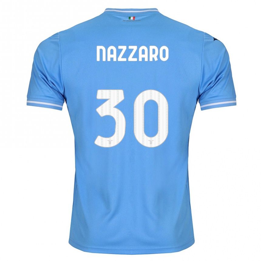 Vyrai Marco Nazzaro #30 Mėlyna Namų Marškinėliai 2023/24 T-Shirt