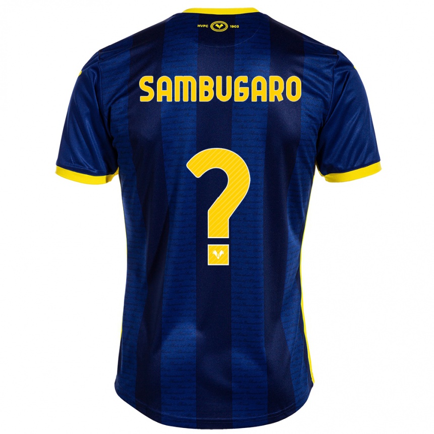 Vyrai Mattia Sambugaro #0 Karinis Jūrų Laivynas Namų Marškinėliai 2023/24 T-Shirt