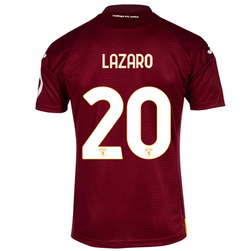 Vyrai Valentino Lazaro #20 Tamsiai Raudona Namų Marškinėliai 2023/24 T-Shirt