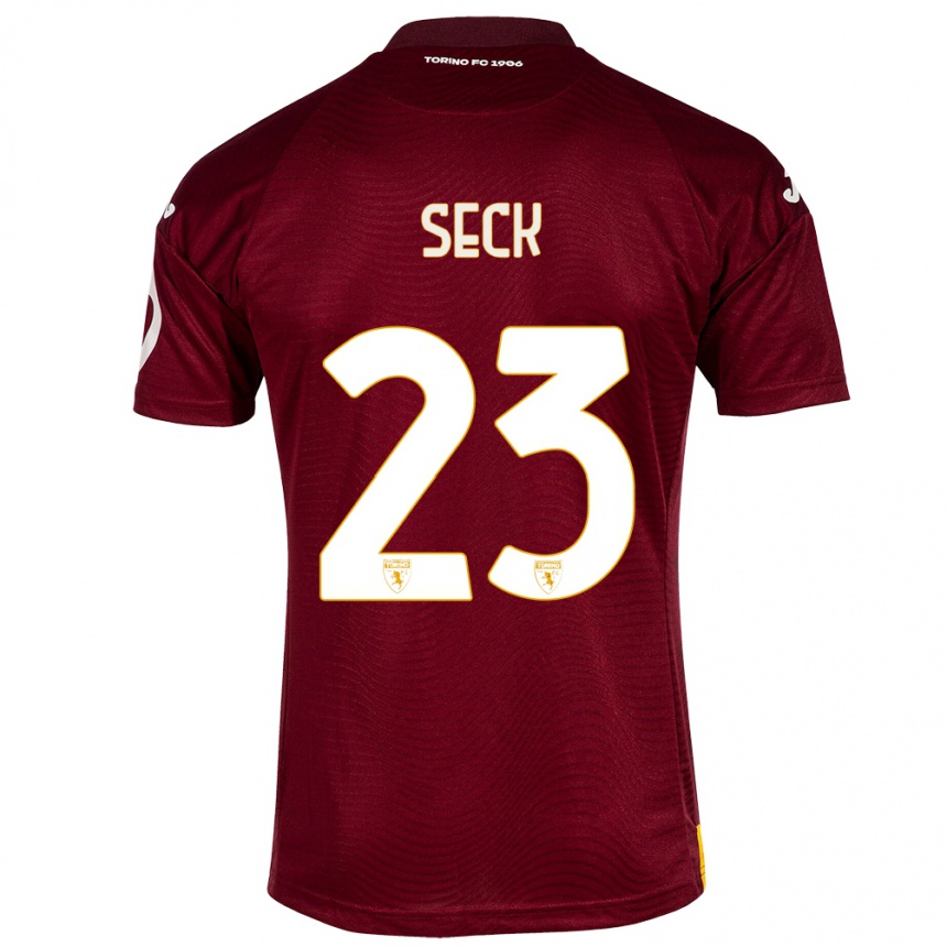 Vyrai Demba Seck #23 Tamsiai Raudona Namų Marškinėliai 2023/24 T-Shirt