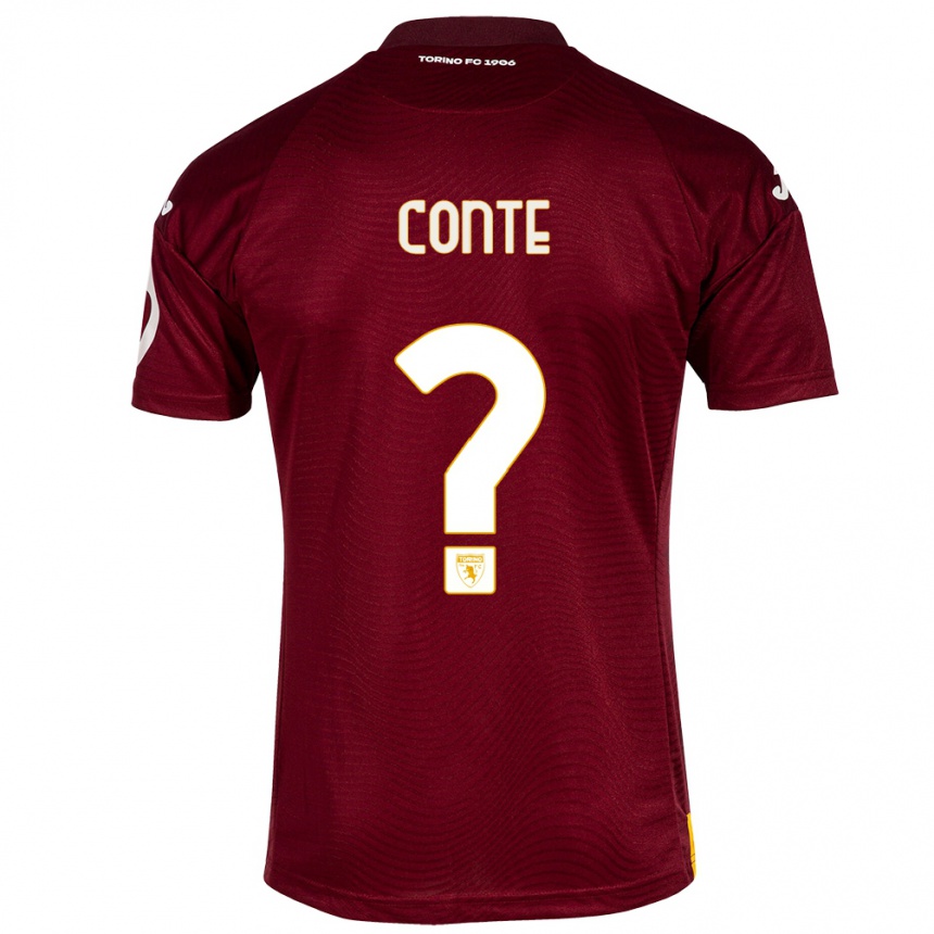 Vyrai Gioele Conte #0 Tamsiai Raudona Namų Marškinėliai 2023/24 T-Shirt