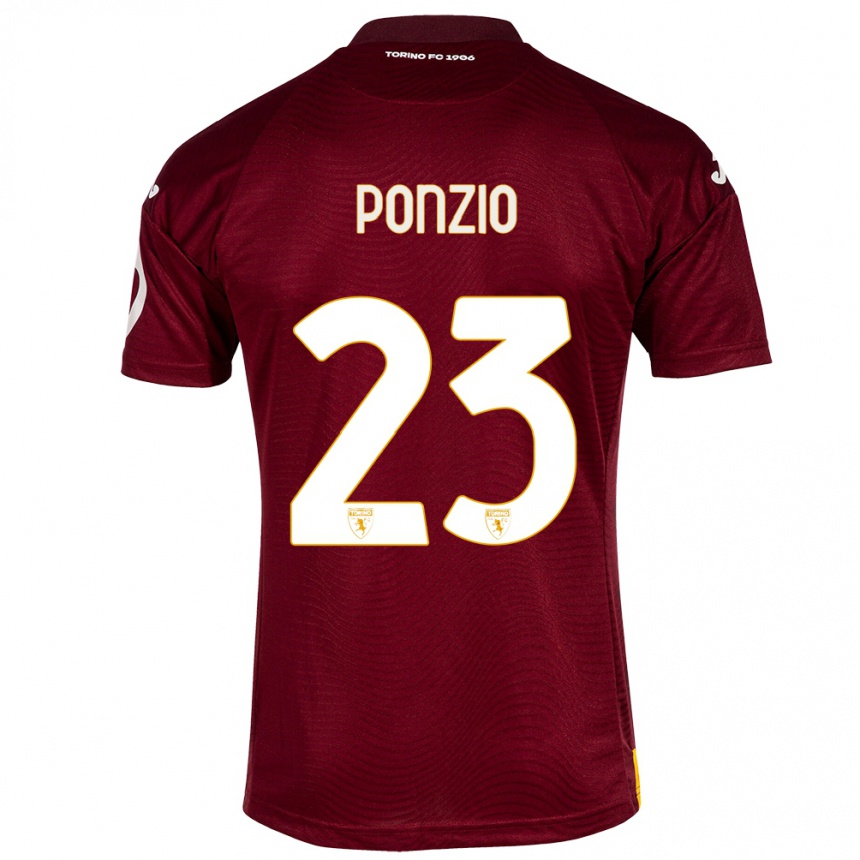 Vyrai Erika Ponzio #23 Tamsiai Raudona Namų Marškinėliai 2023/24 T-Shirt