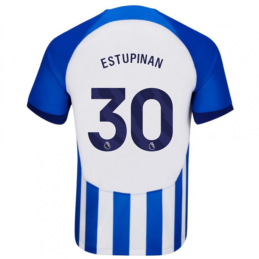 Vyrai Pervis Estupiñán #30 Mėlyna Namų Marškinėliai 2023/24 T-Shirt