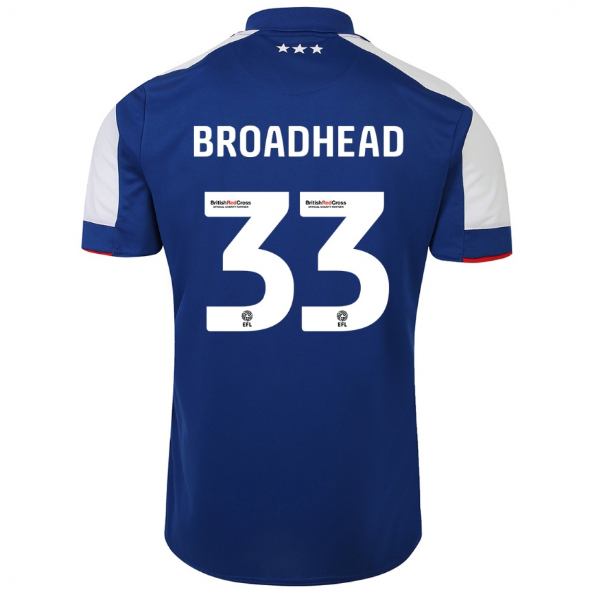 Vyrai Nathan Broadhead #33 Mėlyna Namų Marškinėliai 2023/24 T-Shirt