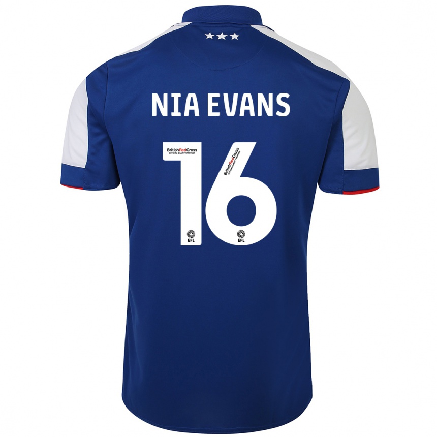 Vyrai Nia Evans #16 Mėlyna Namų Marškinėliai 2023/24 T-Shirt