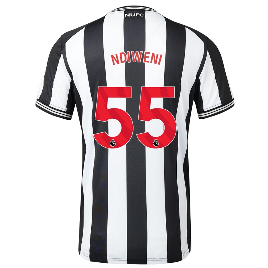 Vyrai Michael Ndiweni #55 Juoda Balta Namų Marškinėliai 2023/24 T-Shirt