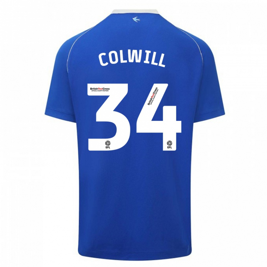 Vyrai Joel Colwill #34 Mėlyna Namų Marškinėliai 2023/24 T-Shirt