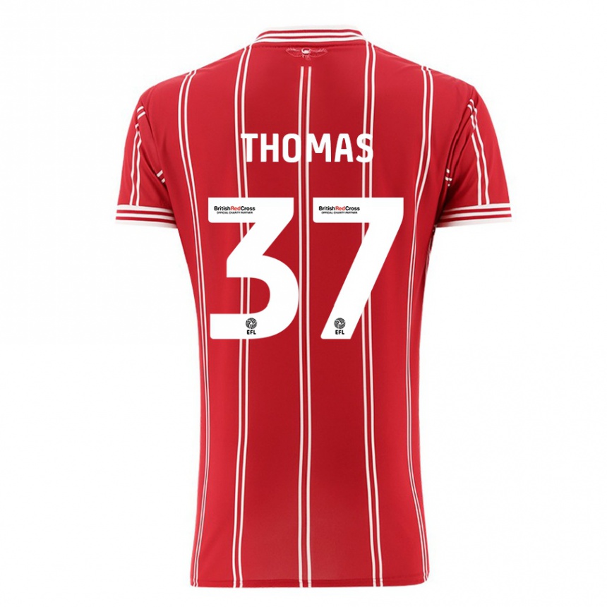 Vyrai Olly Thomas #37 Raudona Namų Marškinėliai 2023/24 T-Shirt