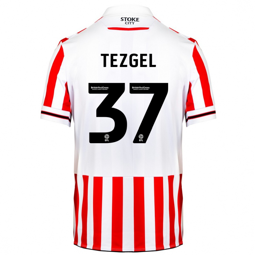 Vyrai Emre Tezgel #37 Raudona Balta Namų Marškinėliai 2023/24 T-Shirt