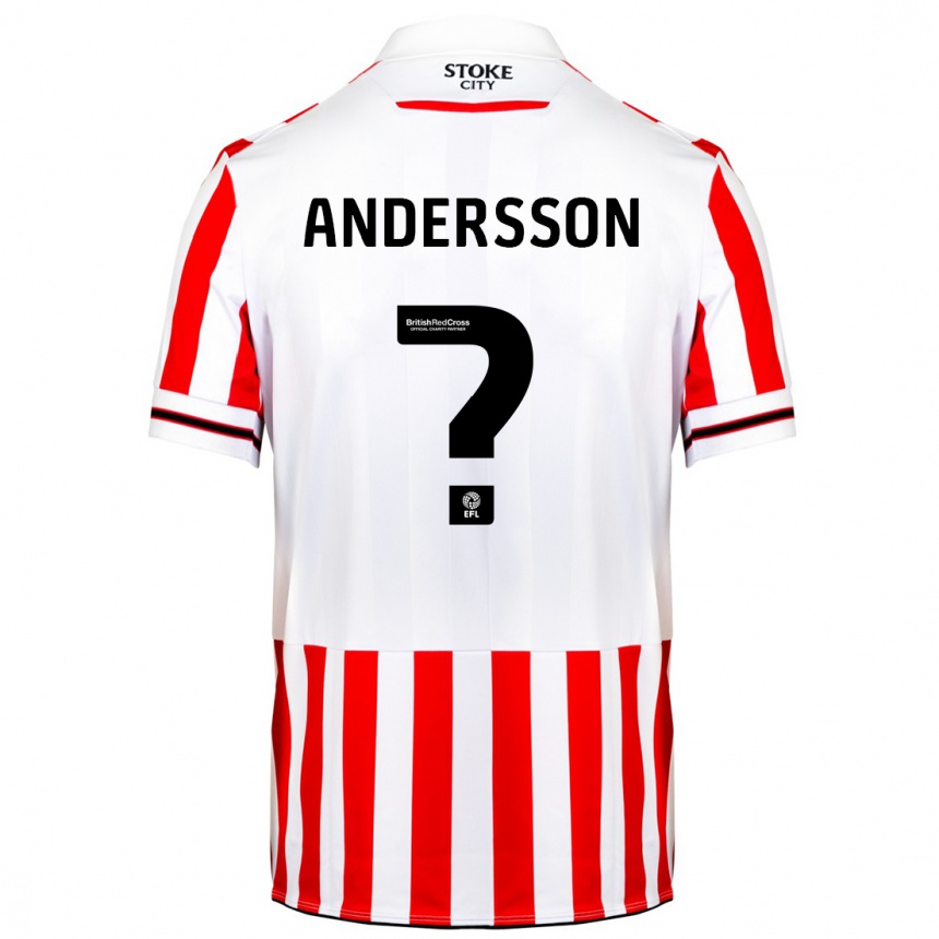 Vyrai Edwin Andersson #0 Raudona Balta Namų Marškinėliai 2023/24 T-Shirt