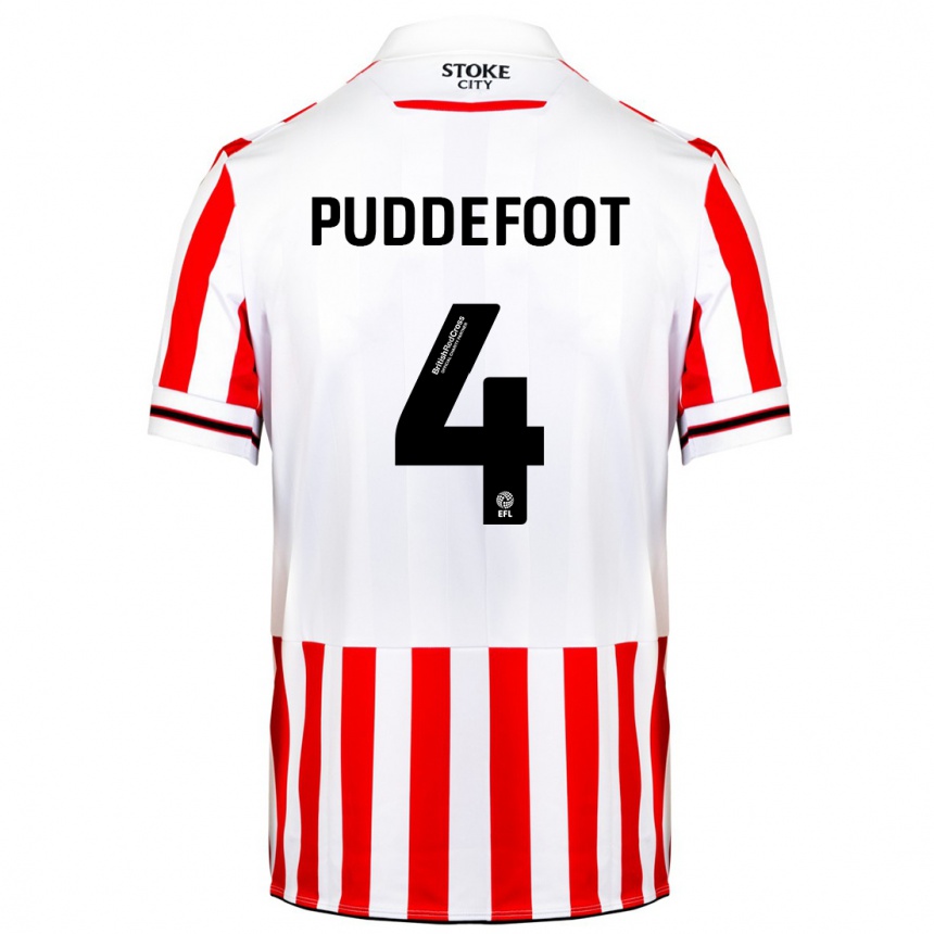 Vyrai Danielle Puddefoot #4 Raudona Balta Namų Marškinėliai 2023/24 T-Shirt