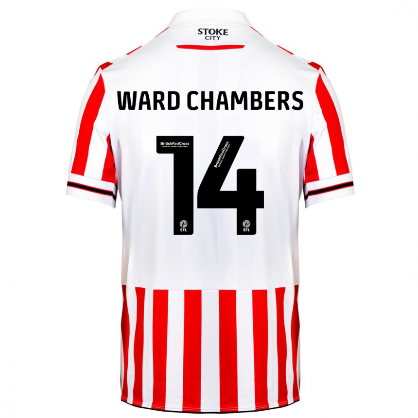 Vyrai Courtnay Ward-Chambers #14 Raudona Balta Namų Marškinėliai 2023/24 T-Shirt