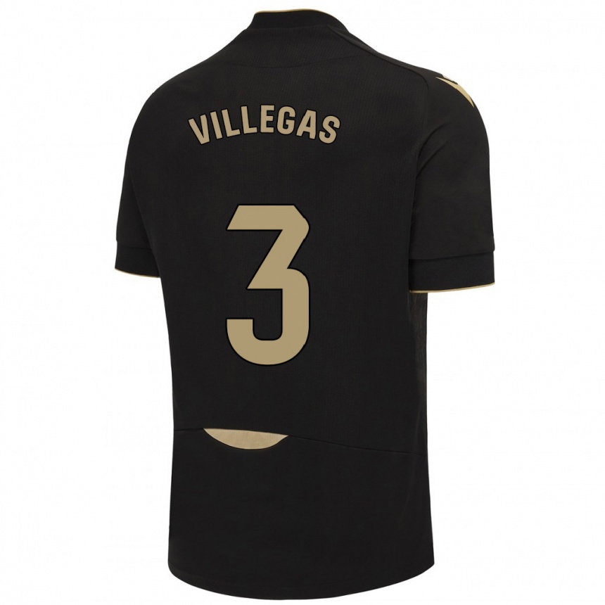 Vyrai Virginia Villegas Rico #3 Juoda Išvykos Marškinėliai 2023/24 T-Shirt