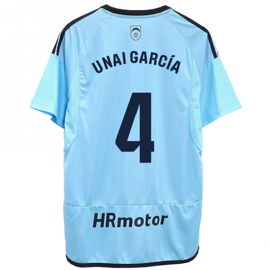 Vyrai Unai García #4 Mėlyna Išvykos Marškinėliai 2023/24 T-Shirt