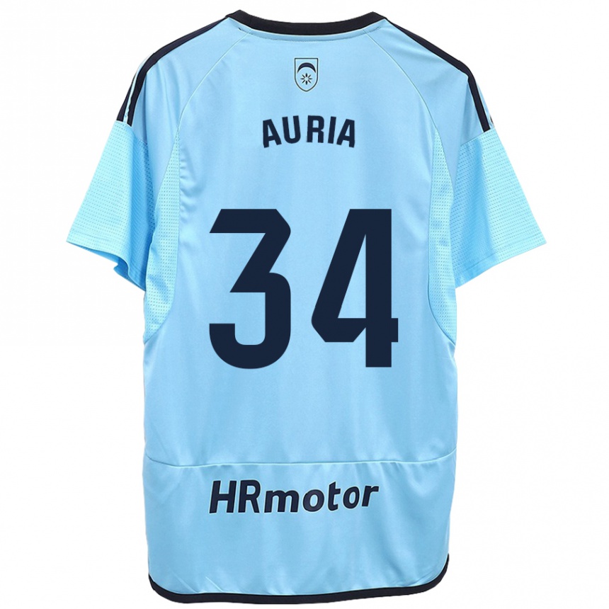 Vyrai Miguel Auria #34 Mėlyna Išvykos Marškinėliai 2023/24 T-Shirt