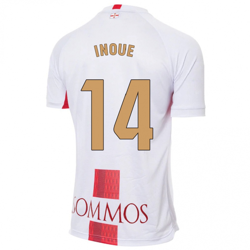 Vyrai Moe Inoue #14 Baltas Išvykos Marškinėliai 2023/24 T-Shirt