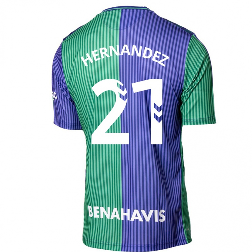 Vyrai Juan Hernández #21 Žalia Mėlyna Išvykos Marškinėliai 2023/24 T-Shirt