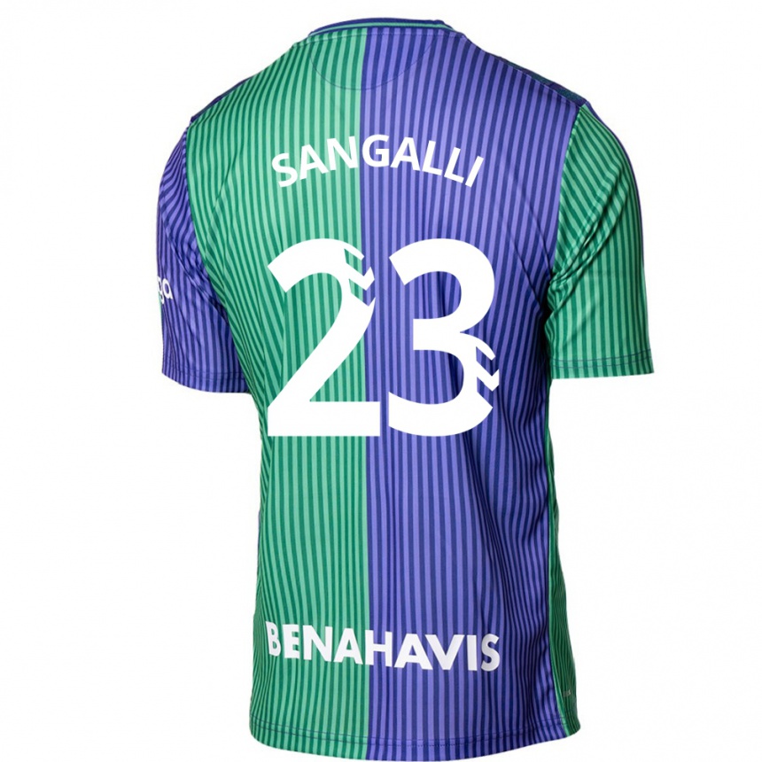 Vyrai Luca Sangalli #23 Žalia Mėlyna Išvykos Marškinėliai 2023/24 T-Shirt