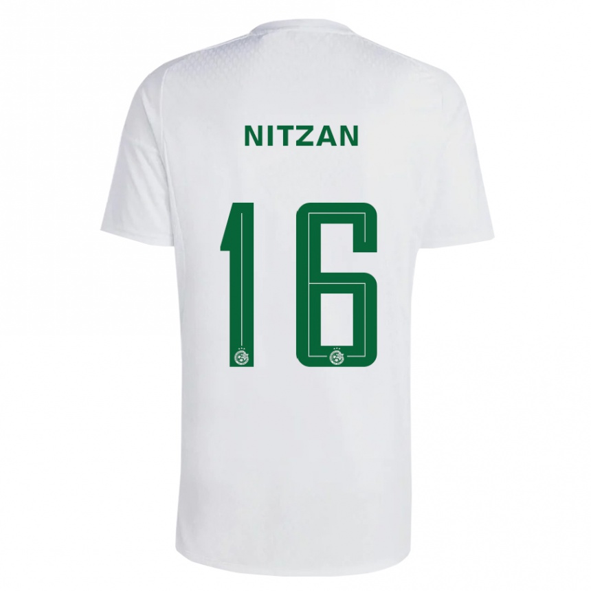Vyrai Itamar Nitzan #16 Žalia Mėlyna Išvykos Marškinėliai 2023/24 T-Shirt