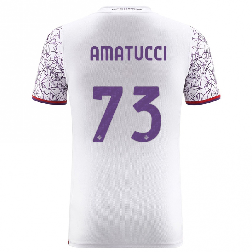 Vyrai Lorenzo Amatucci #73 Baltas Išvykos Marškinėliai 2023/24 T-Shirt