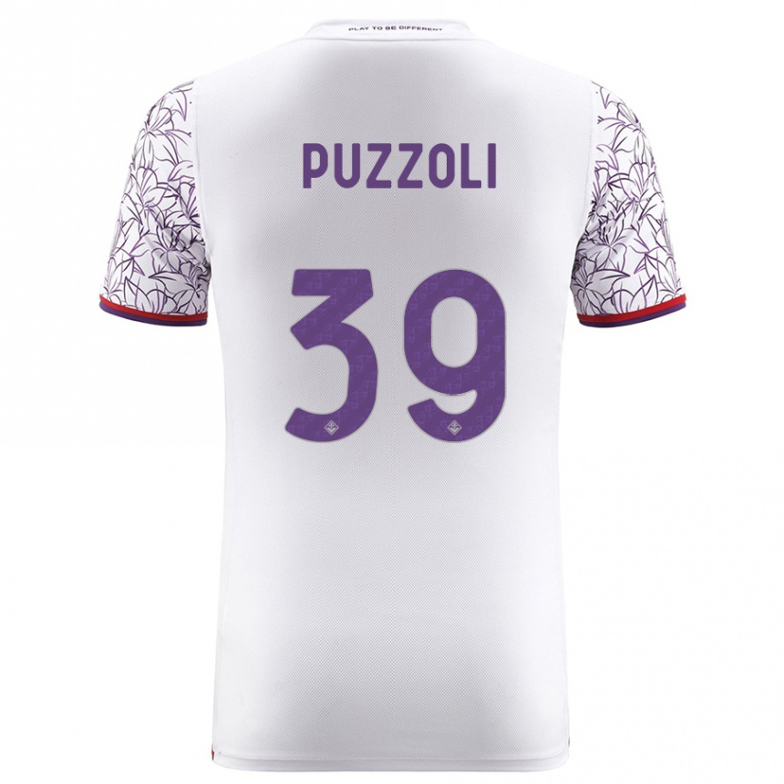 Vyrai Giorgio Puzzoli #39 Baltas Išvykos Marškinėliai 2023/24 T-Shirt