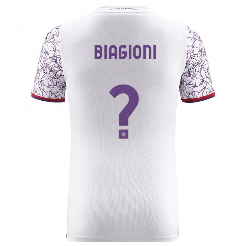 Vyrai Lorenzo Biagioni #0 Baltas Išvykos Marškinėliai 2023/24 T-Shirt