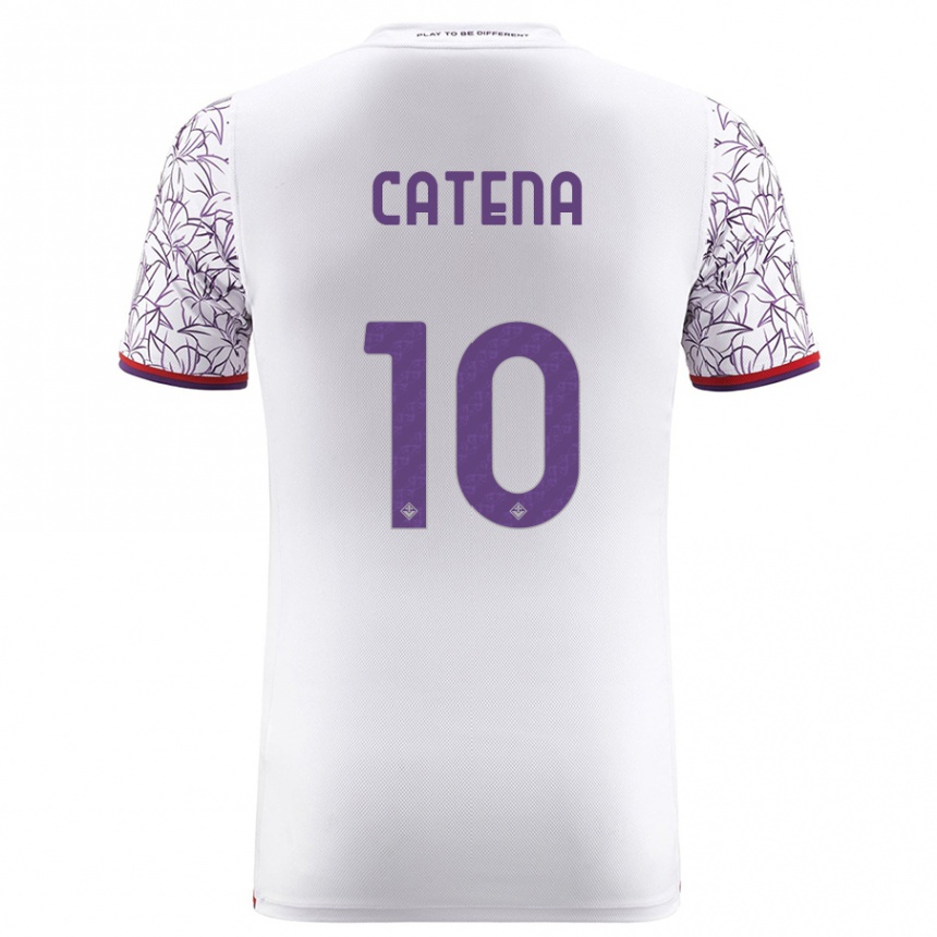 Vyrai Michaela Catena #10 Baltas Išvykos Marškinėliai 2023/24 T-Shirt