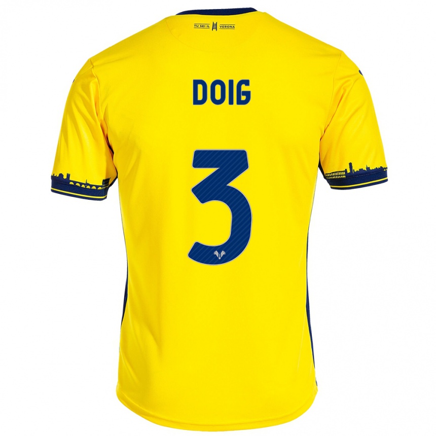 Vyrai Josh Doig #3 Geltona Išvykos Marškinėliai 2023/24 T-Shirt