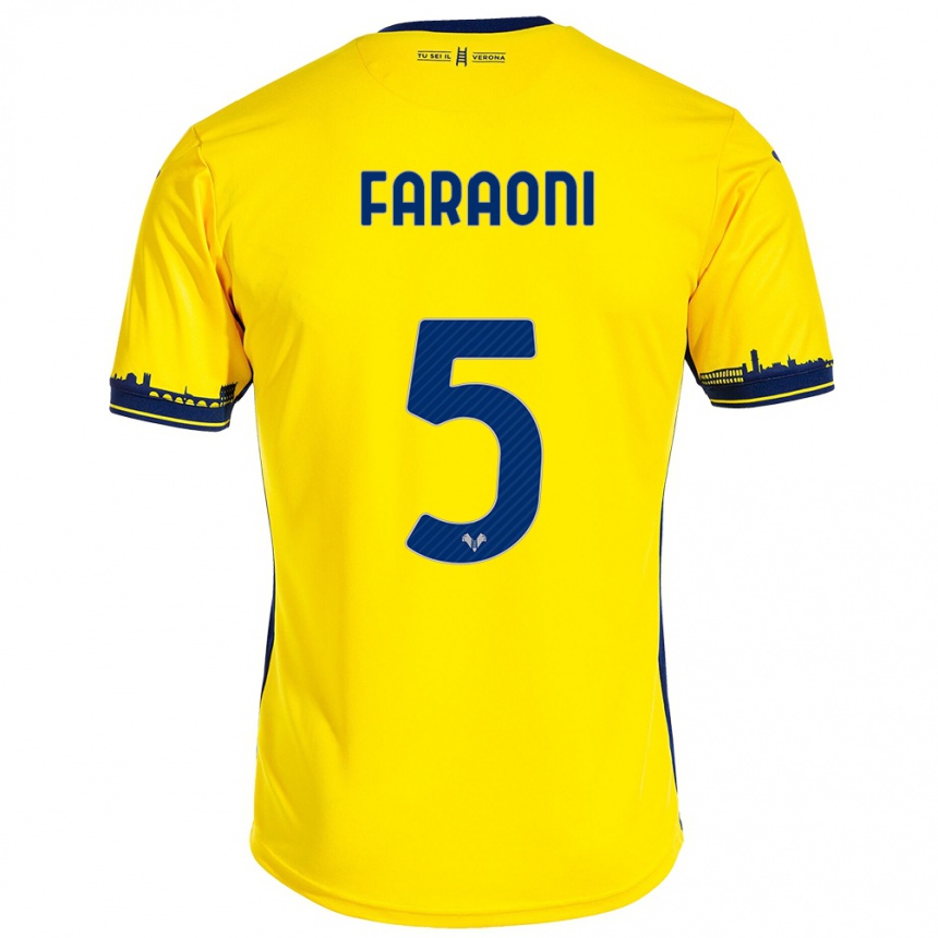 Vyrai Davide Faraoni #5 Geltona Išvykos Marškinėliai 2023/24 T-Shirt