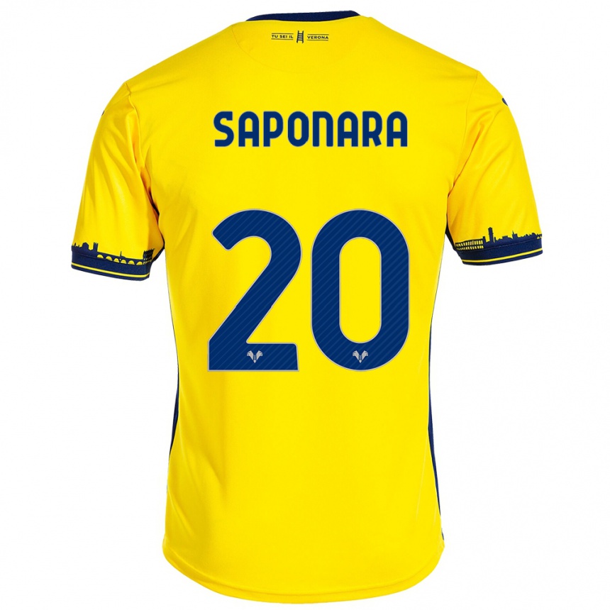 Vyrai Riccardo Saponara #20 Geltona Išvykos Marškinėliai 2023/24 T-Shirt