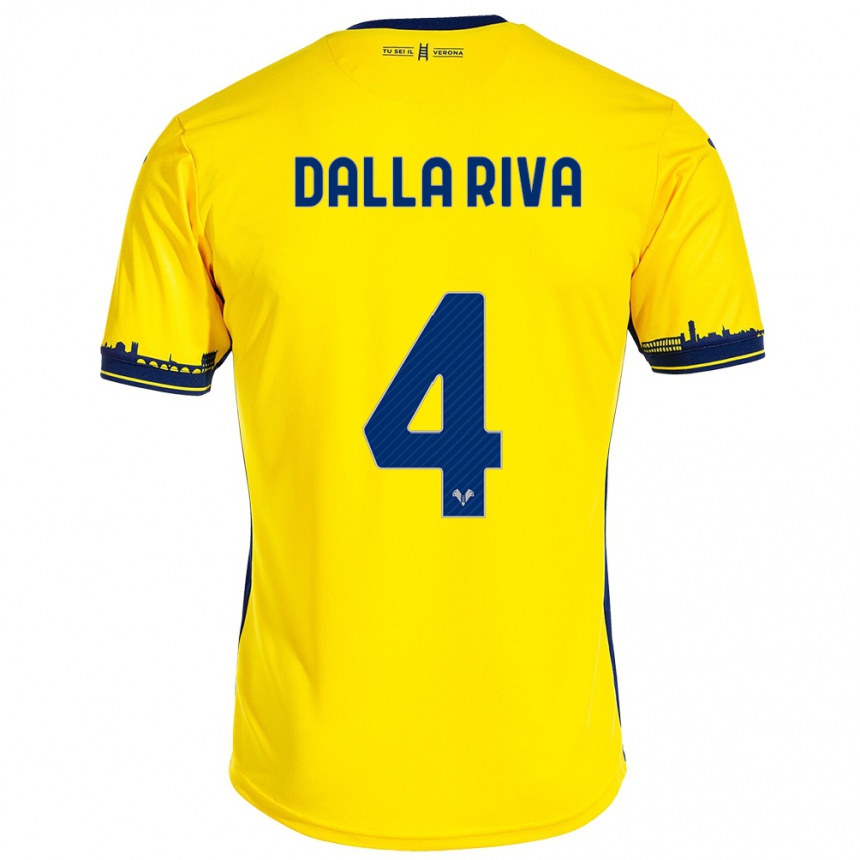 Vyrai Stefano Dalla Riva #4 Geltona Išvykos Marškinėliai 2023/24 T-Shirt