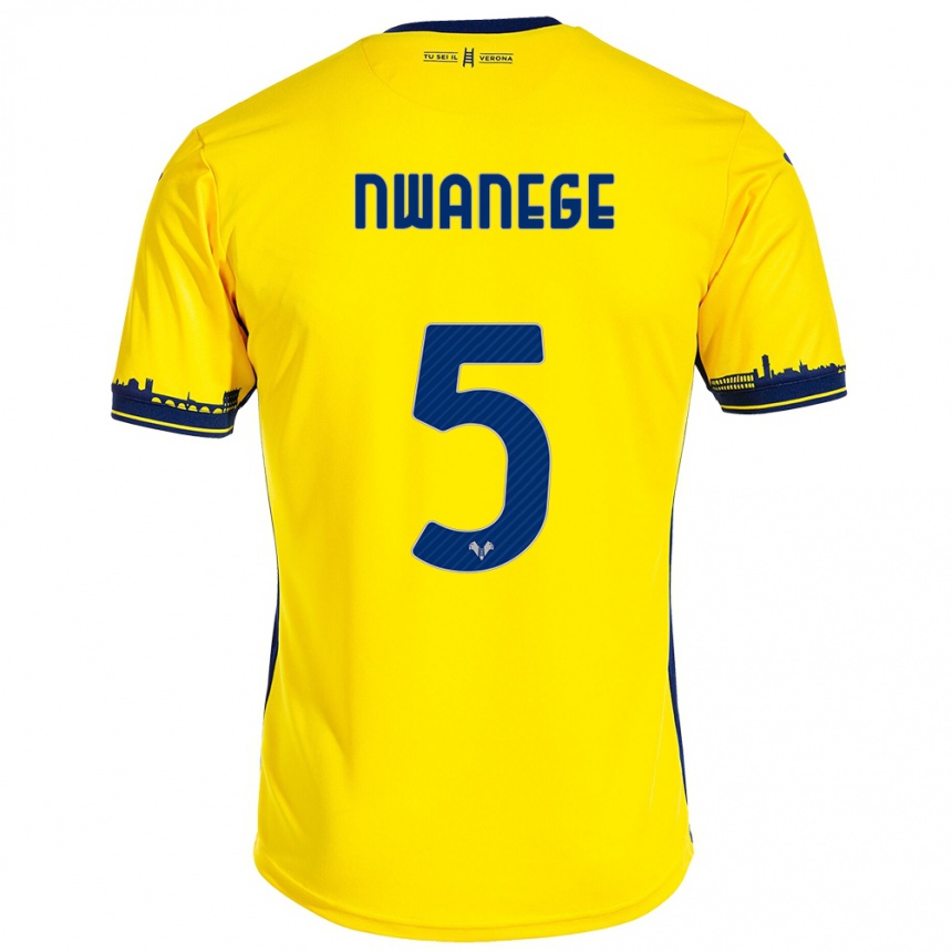 Vyrai Karlson Nwanege #5 Geltona Išvykos Marškinėliai 2023/24 T-Shirt