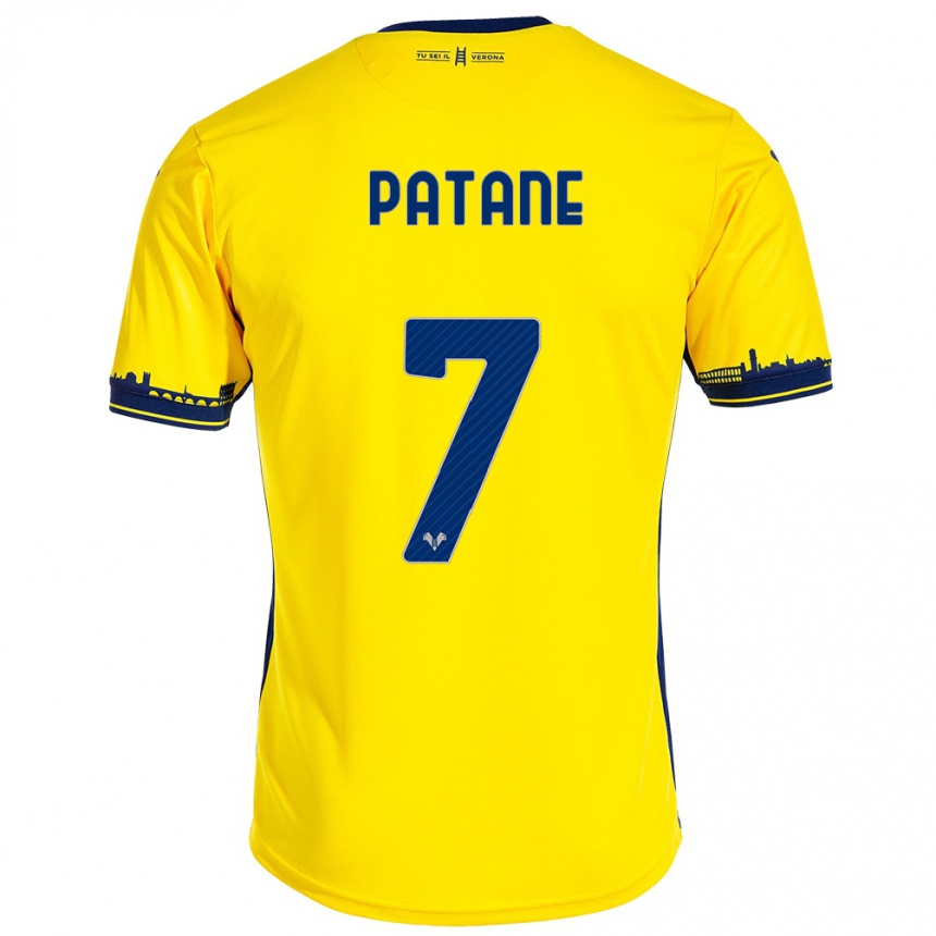 Vyrai Nicola Patanè #7 Geltona Išvykos Marškinėliai 2023/24 T-Shirt