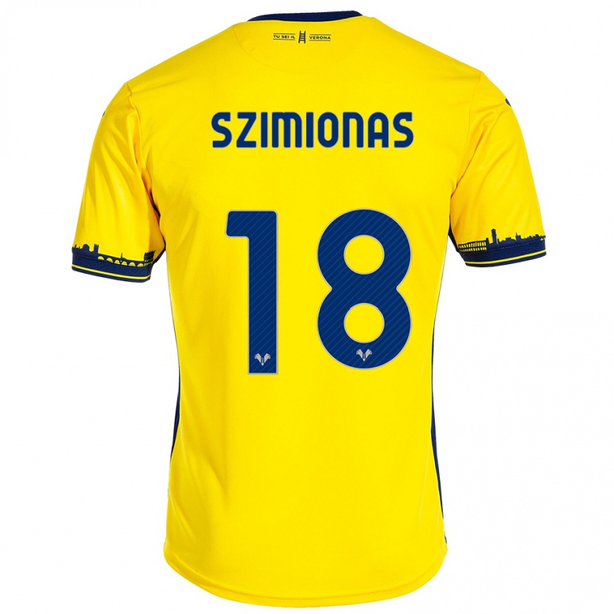 Vyrai Luca Szimionas #18 Geltona Išvykos Marškinėliai 2023/24 T-Shirt