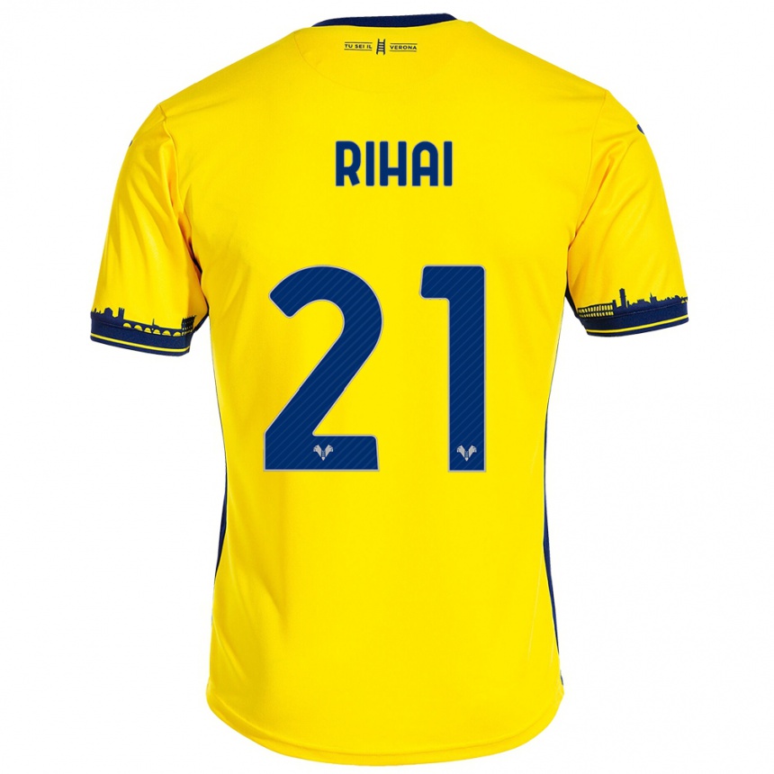 Vyrai Aiman Rihai #21 Geltona Išvykos Marškinėliai 2023/24 T-Shirt