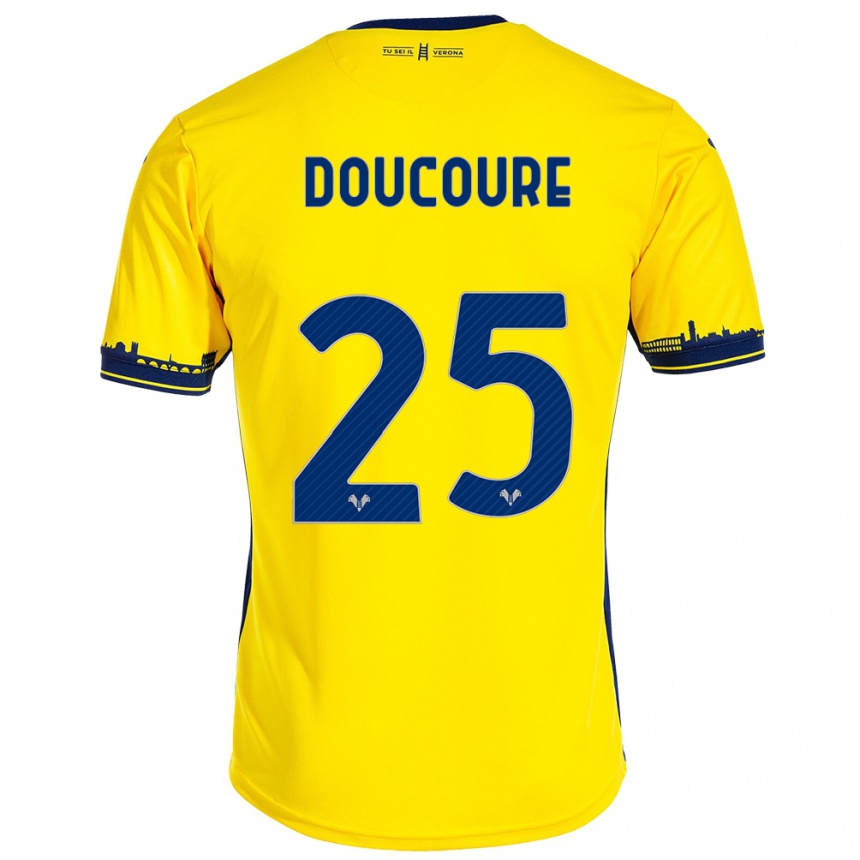 Vyrai Mamedi Doucouré #25 Geltona Išvykos Marškinėliai 2023/24 T-Shirt