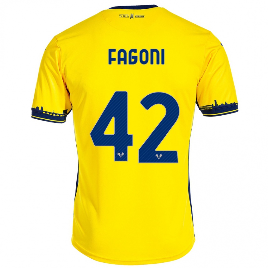 Vyrai Marco Fagoni #42 Geltona Išvykos Marškinėliai 2023/24 T-Shirt