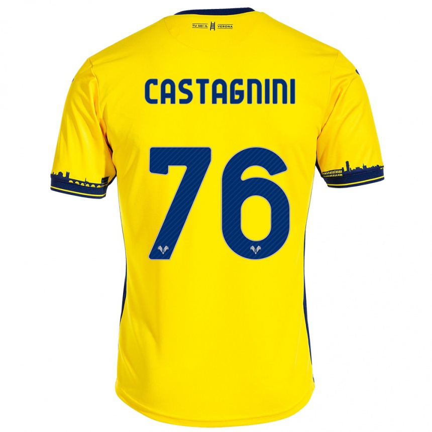 Vyrai Mirko Castagnini #76 Geltona Išvykos Marškinėliai 2023/24 T-Shirt