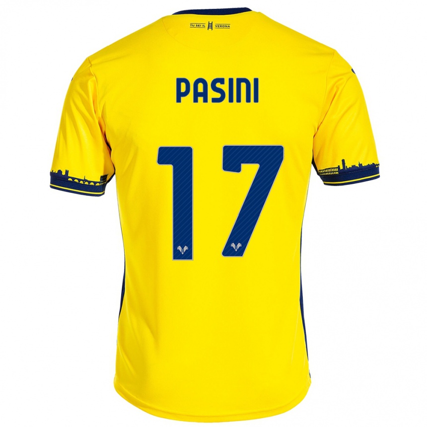 Vyrai Veronica Pasini #17 Geltona Išvykos Marškinėliai 2023/24 T-Shirt