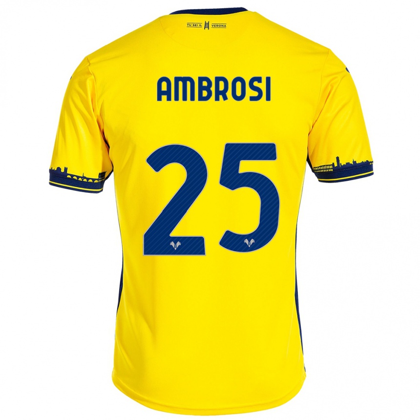 Vyrai Caterina Ambrosi #25 Geltona Išvykos Marškinėliai 2023/24 T-Shirt