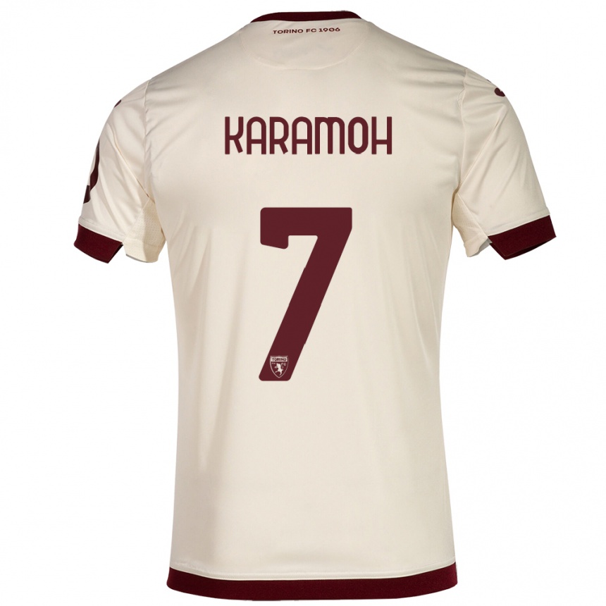 Vyrai Yann Karamoh #7 Šampanas Išvykos Marškinėliai 2023/24 T-Shirt