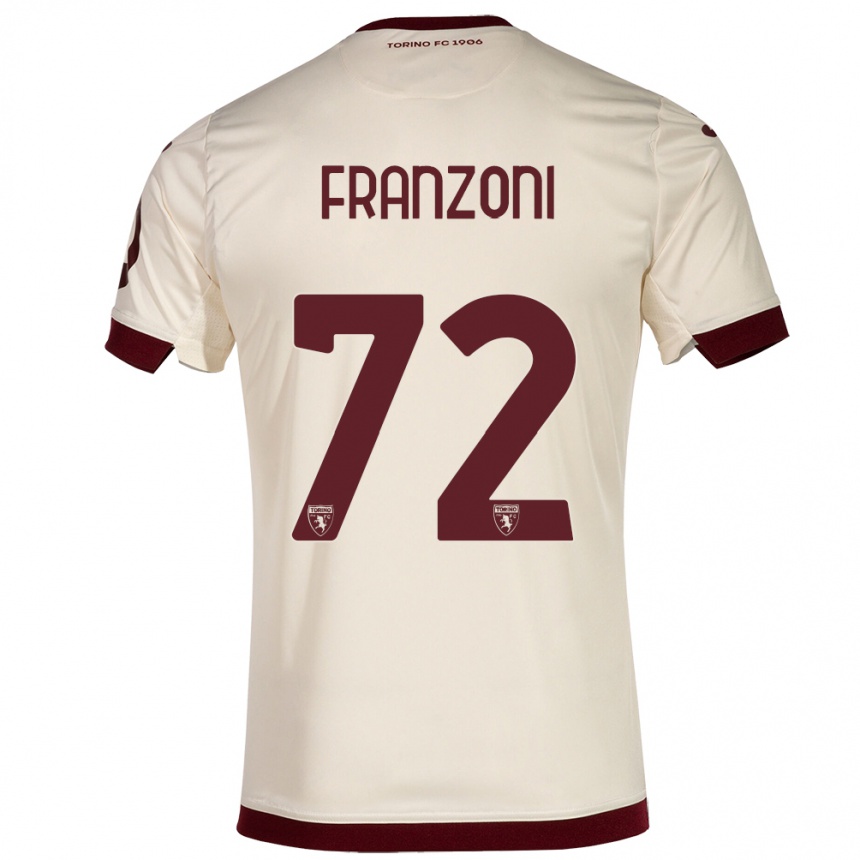 Vyrai Nicolò Franzoni #72 Šampanas Išvykos Marškinėliai 2023/24 T-Shirt