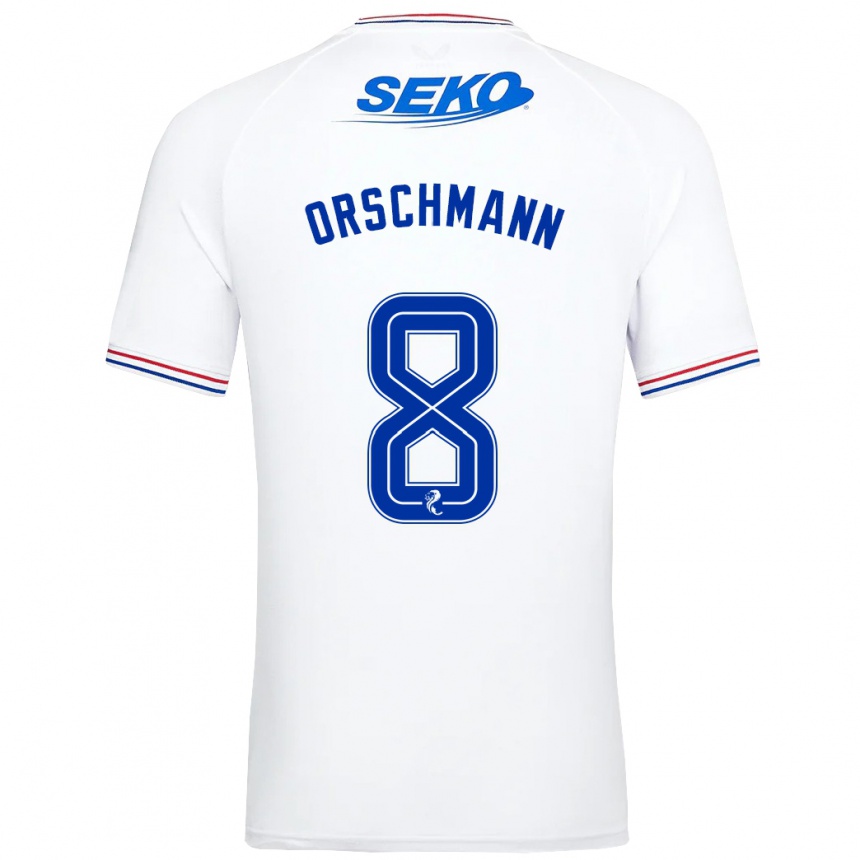 Vyrai Dina Orschmann #8 Baltas Išvykos Marškinėliai 2023/24 T-Shirt