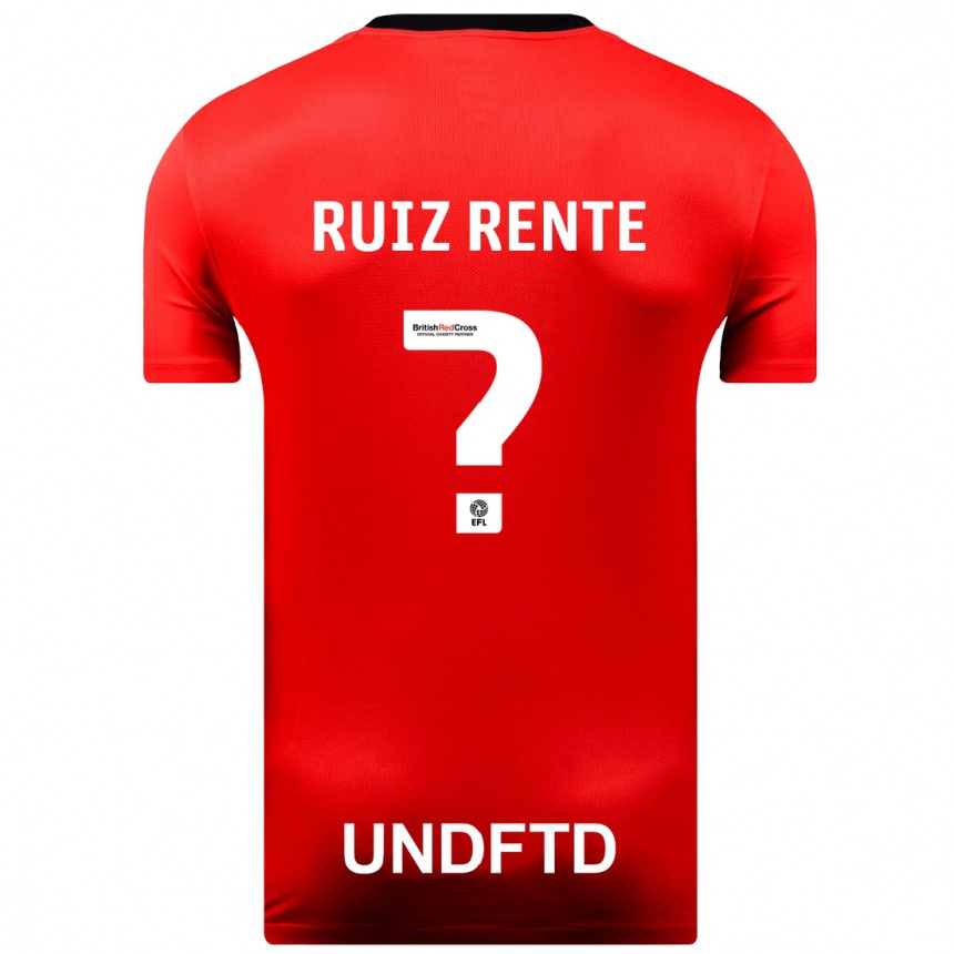 Vyrai Álvaro Ruiz Rente #0 Raudona Išvykos Marškinėliai 2023/24 T-Shirt