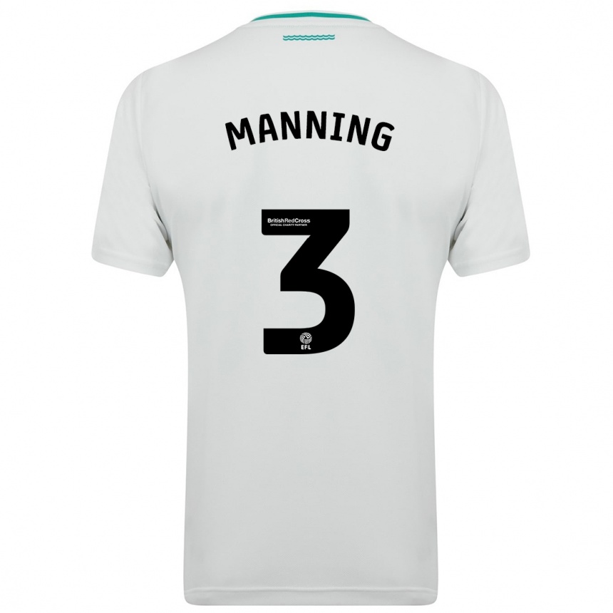 Vyrai Ryan Manning #3 Baltas Išvykos Marškinėliai 2023/24 T-Shirt