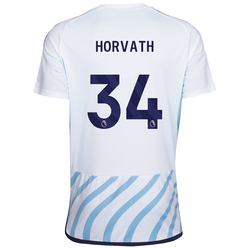 Vyrai Ethan Horvath #34 Balta Mėlyna Išvykos Marškinėliai 2023/24 T-Shirt