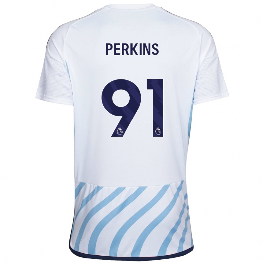 Vyrai Jack Perkins #91 Balta Mėlyna Išvykos Marškinėliai 2023/24 T-Shirt