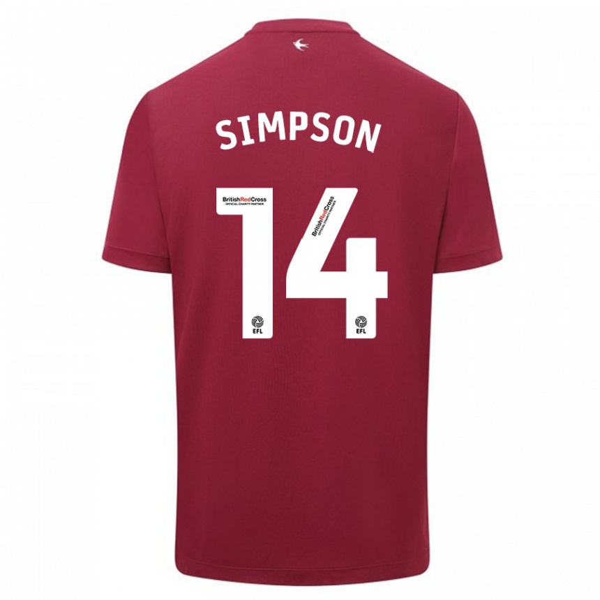 Vyrai Jasmine Simpson #14 Raudona Išvykos Marškinėliai 2023/24 T-Shirt