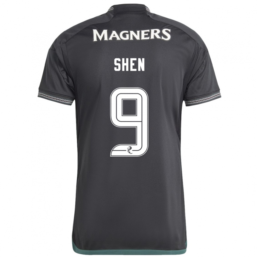 Vyrai Shen Mengyu #9 Juoda Išvykos Marškinėliai 2023/24 T-Shirt